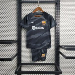 Barcelona 2023/24 Black Goalkeeper Kids Kit