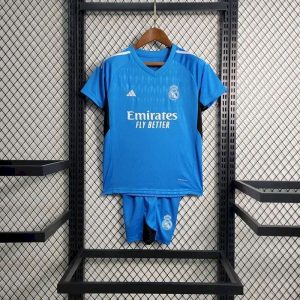 Real Madrid 2023/24 Blue Goalkeeper Kids Kit