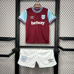 West Ham United 2024/25 Home With Sponsors Kids Kit