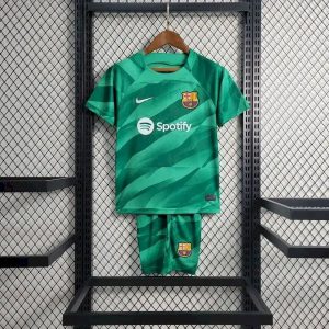 Barcelona 2023/24 Green Goalkeeper Kids Kit