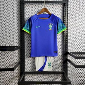 Brazil 2022 World Cup Away Kids Kit