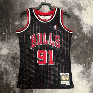 Men's M&N 1996 Dennis Rodman Black Retro Jersey