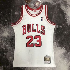 Men's M&N 1998 Michael Jordan White Retro Jersey