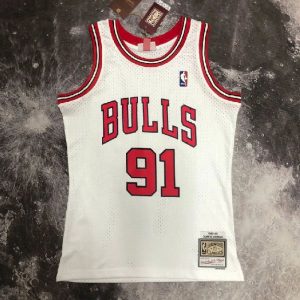 Men's M&N 1998 Dennis Rodman White Retro Jersey