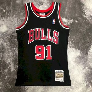 Men's M&N 1998 Dennis Rodman Black Retro Jersey