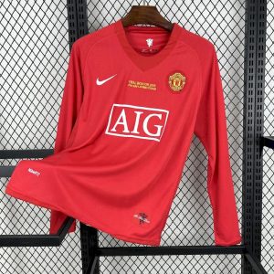 Manchester United 2007/08 Home UCL Long Sleeves Retro Jersey