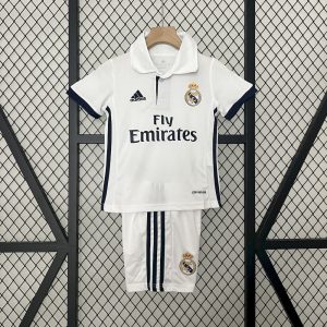 Real Madrid 2016/17 Home Kids Retro Jersey And Shorts