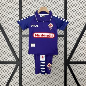 Fiorentina 1998/99 Home Kids Retro Jersey And Shorts